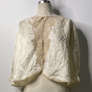 Vintage 1940s White Lace Silk Bed Jacket Womens US Small-Medium